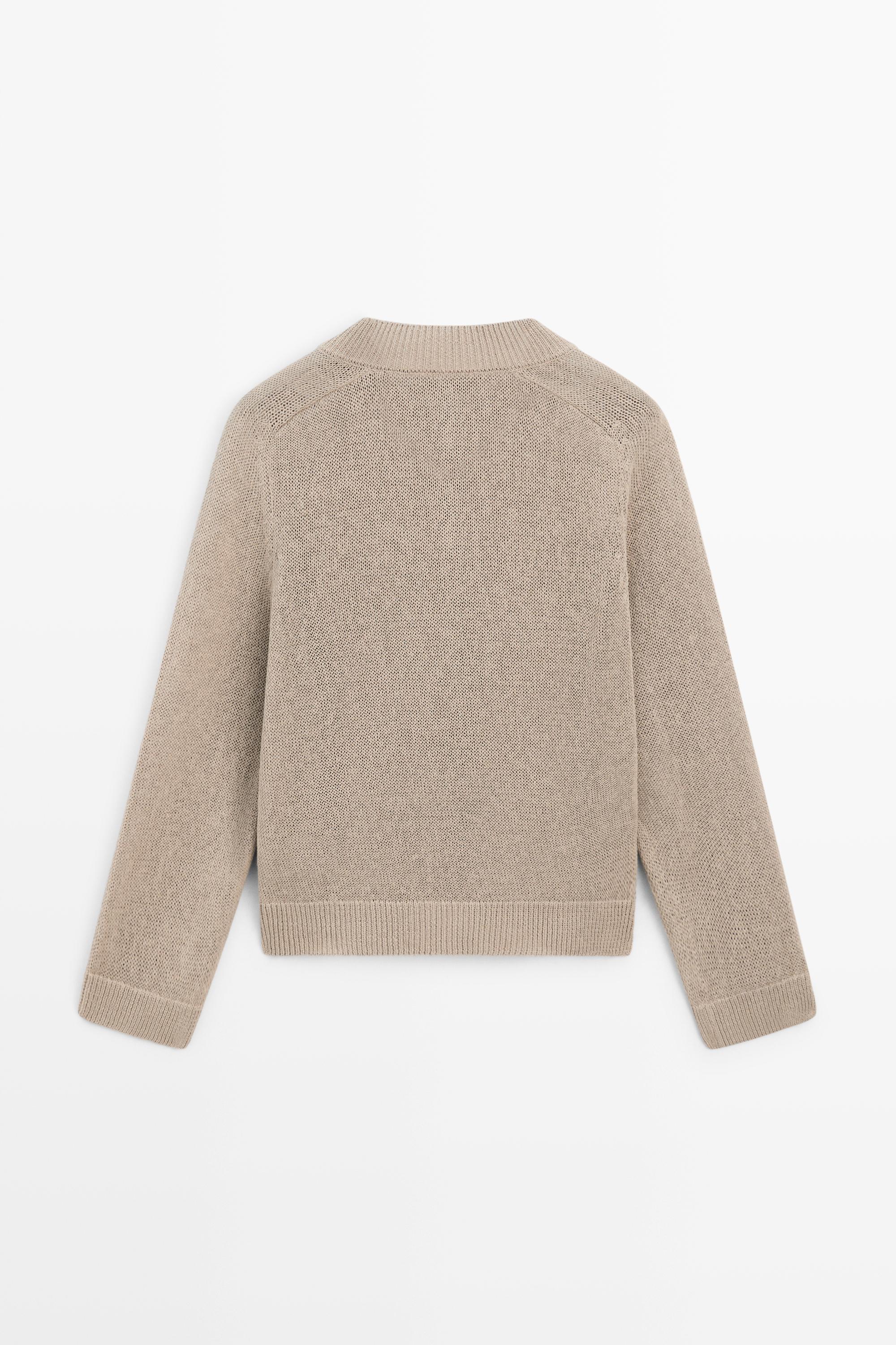 Cotton blend V-neck knit sweater